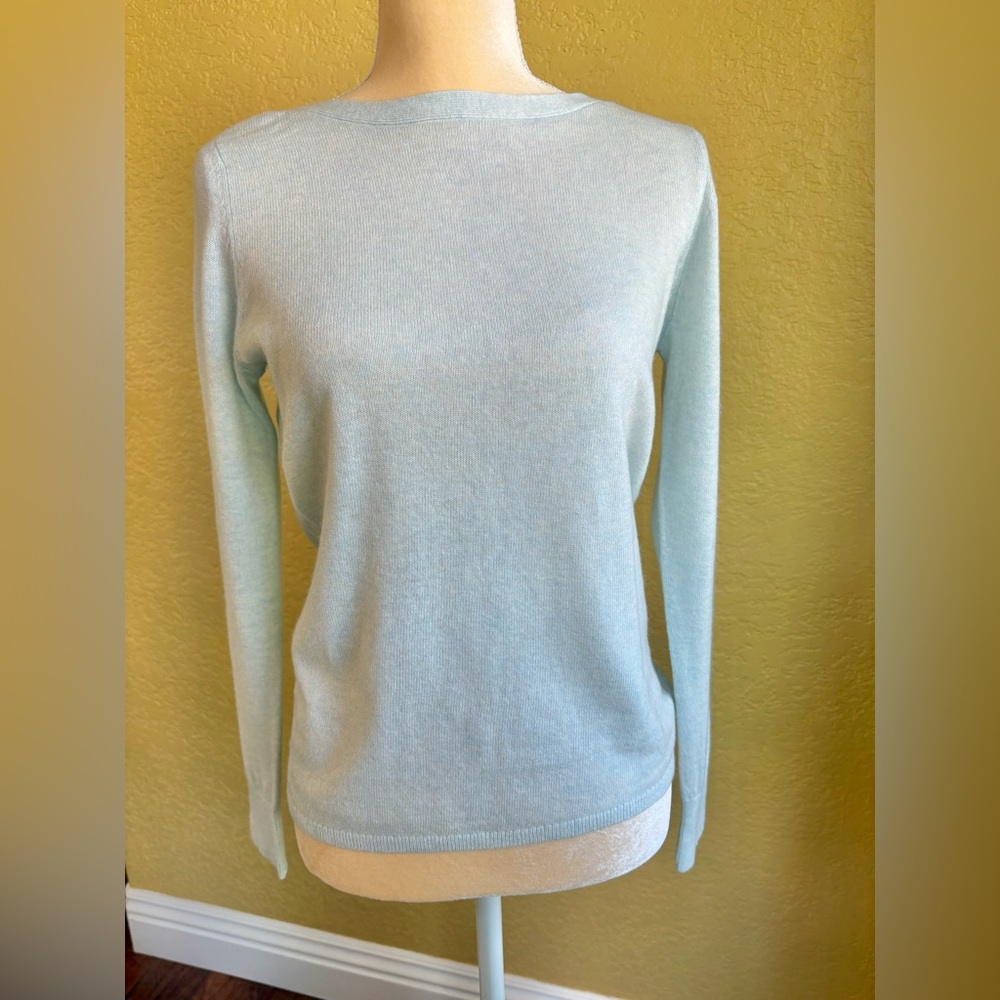 Banana Republic Soft Blue Tie-back Boat Neck Sweater w/ Fine Italian Yarn